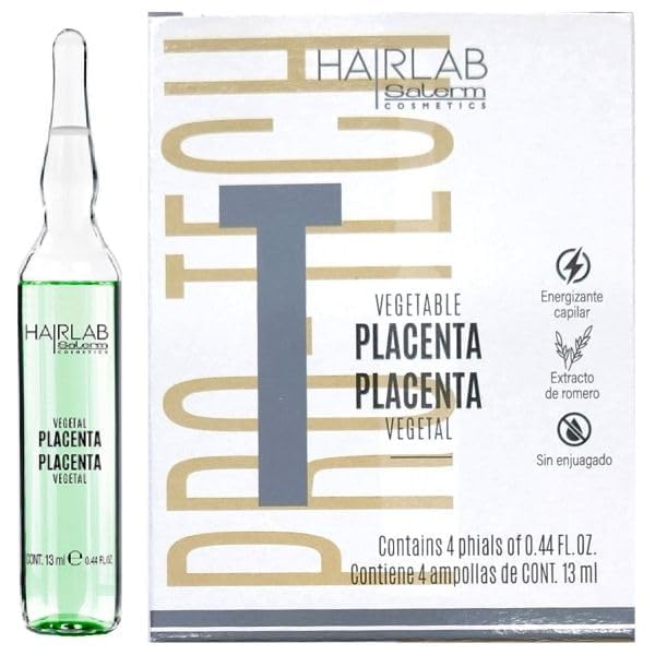 Salerm Vegetable Placenta Restructurer hair shine focus showing revitalized strands.