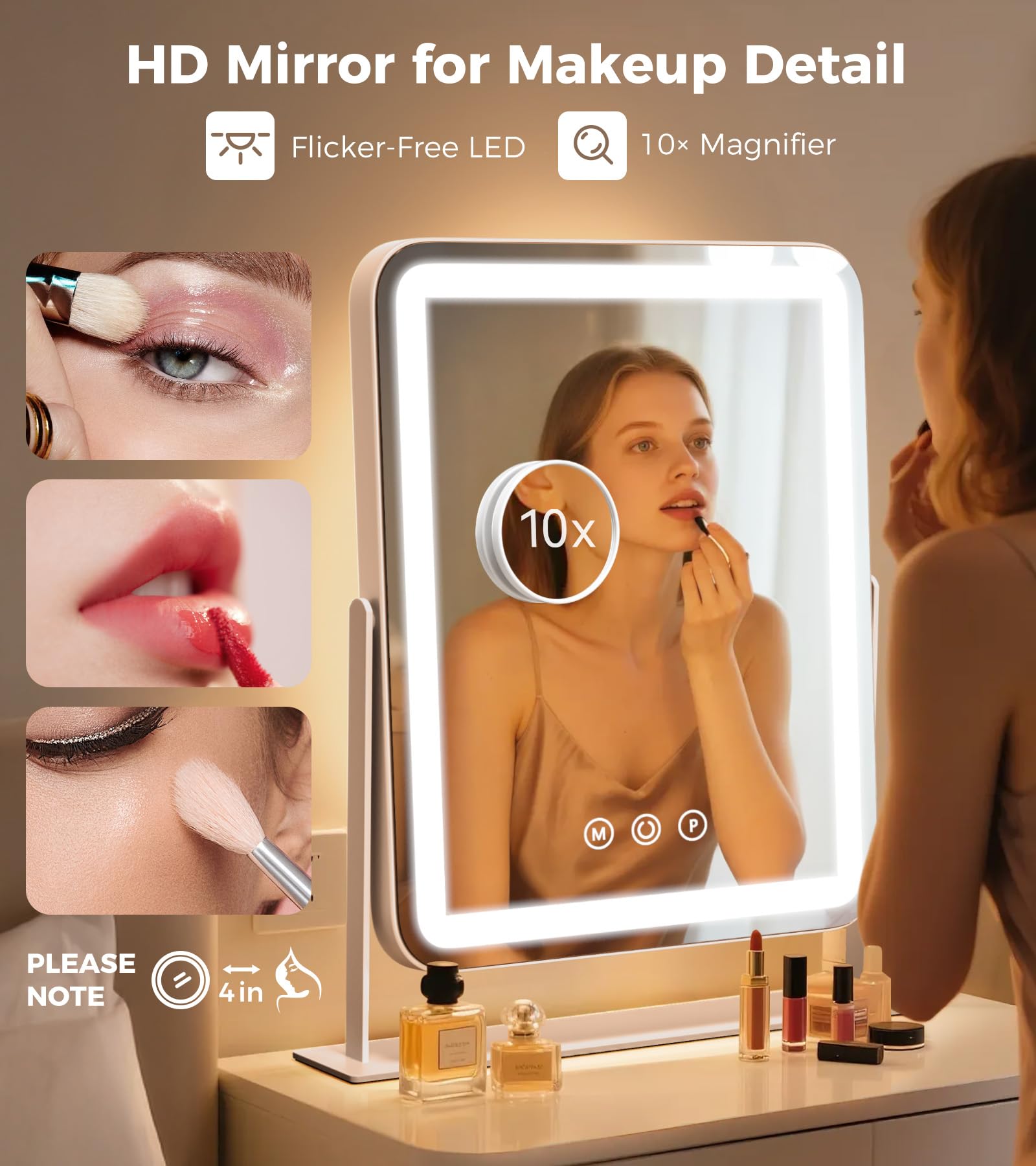 Saliwa vanity mirror explosion-proof base ensures stable desk placement.