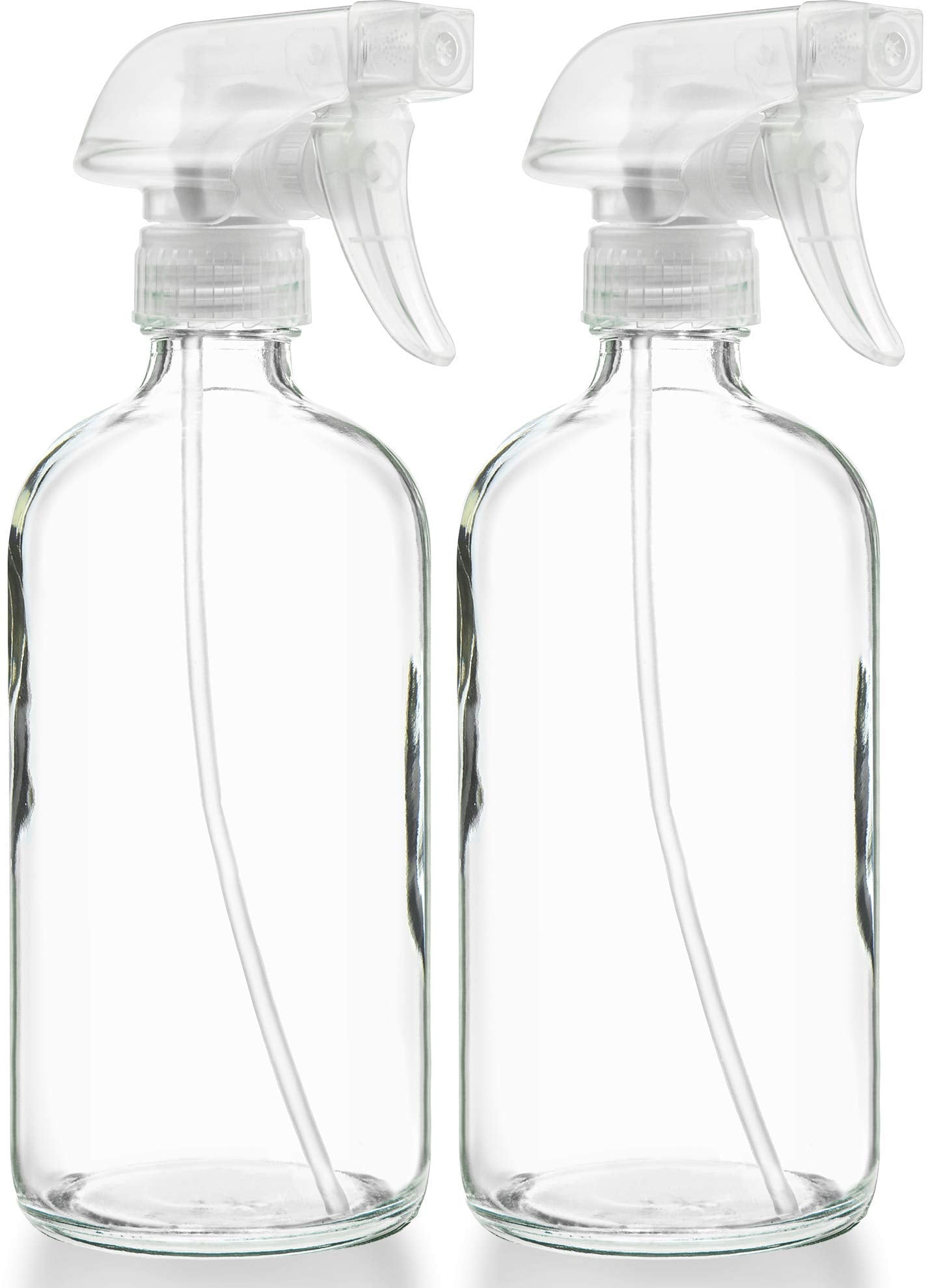 Sally's Organics empty clear glass spray bottle 16oz for reusable cleaning solutions