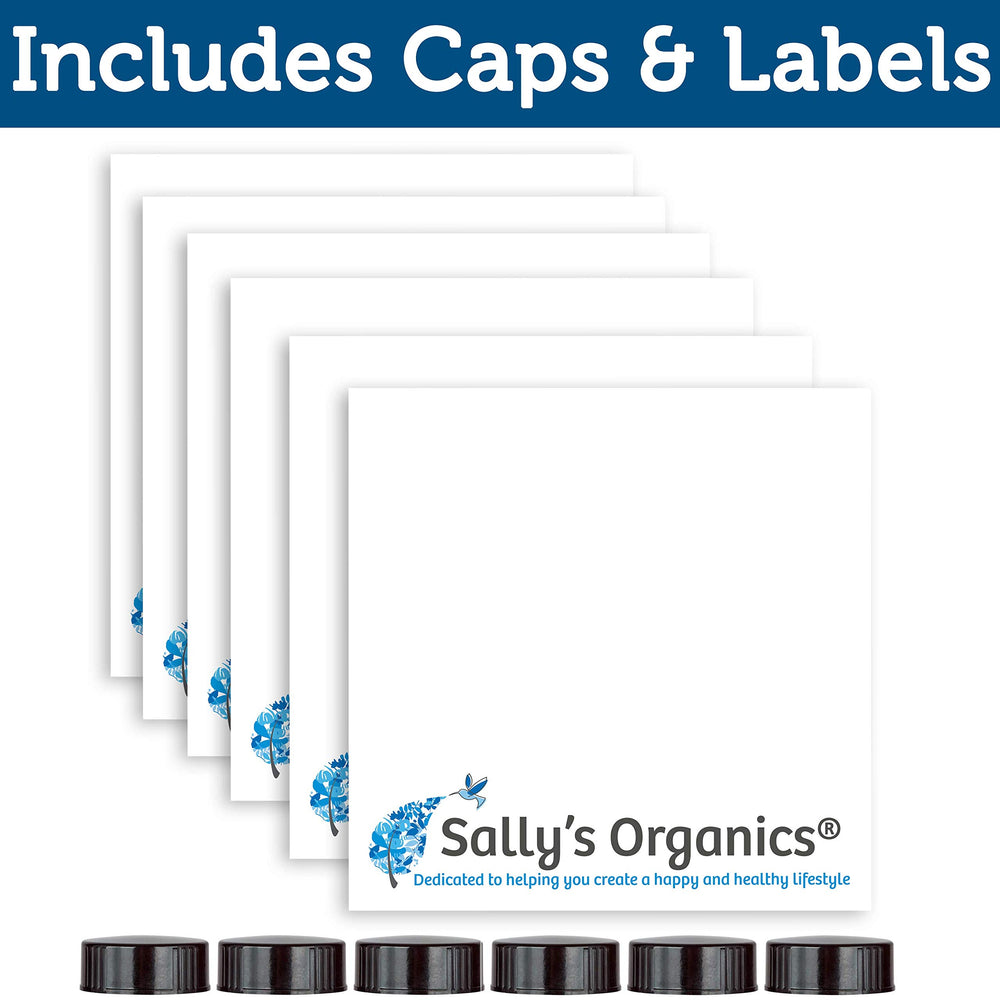 The six-cap and label set keeps bottles organized for easy switching.