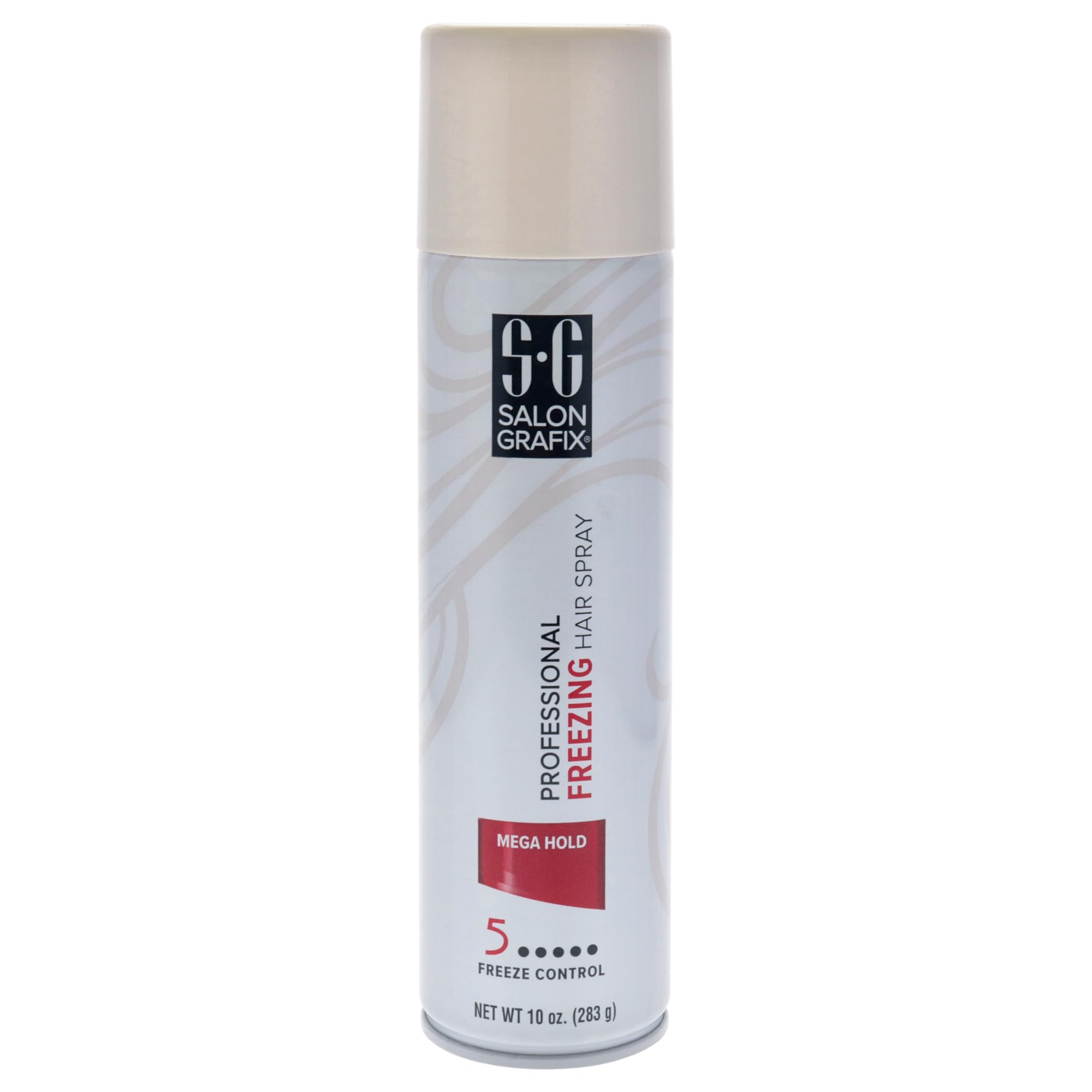 Salon Grafix Freezing Hair Spray bottle demonstrates mega hold for all-day style.