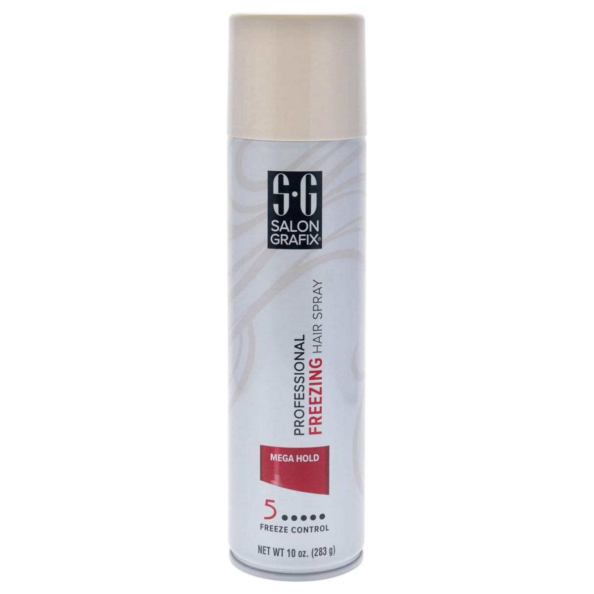 Salon Grafix Freezing Hair Spray bottle demonstrates mega hold for all-day style.