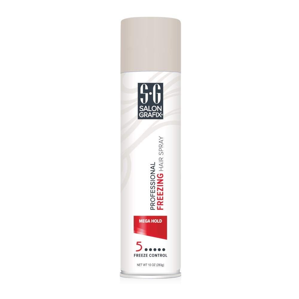 Salon Grafix Mega Hold Hairspray 2-pack with quick-dry formula for lasting styles.