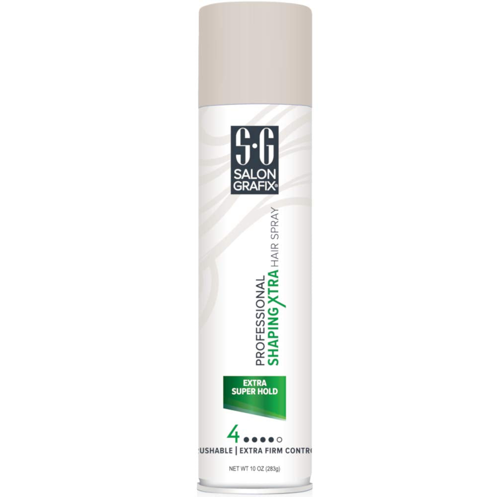 Salon Grafix Profession Shaping Hairspray label close-up highlights Extra Super Hold 4