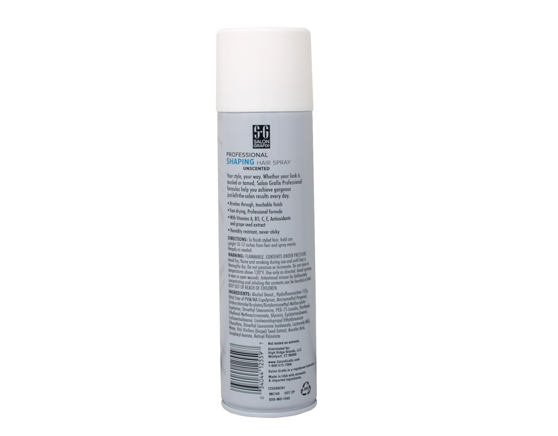 Salon Grafix Shaping Hair Spray application scene demonstrates touchable, brushable finish.