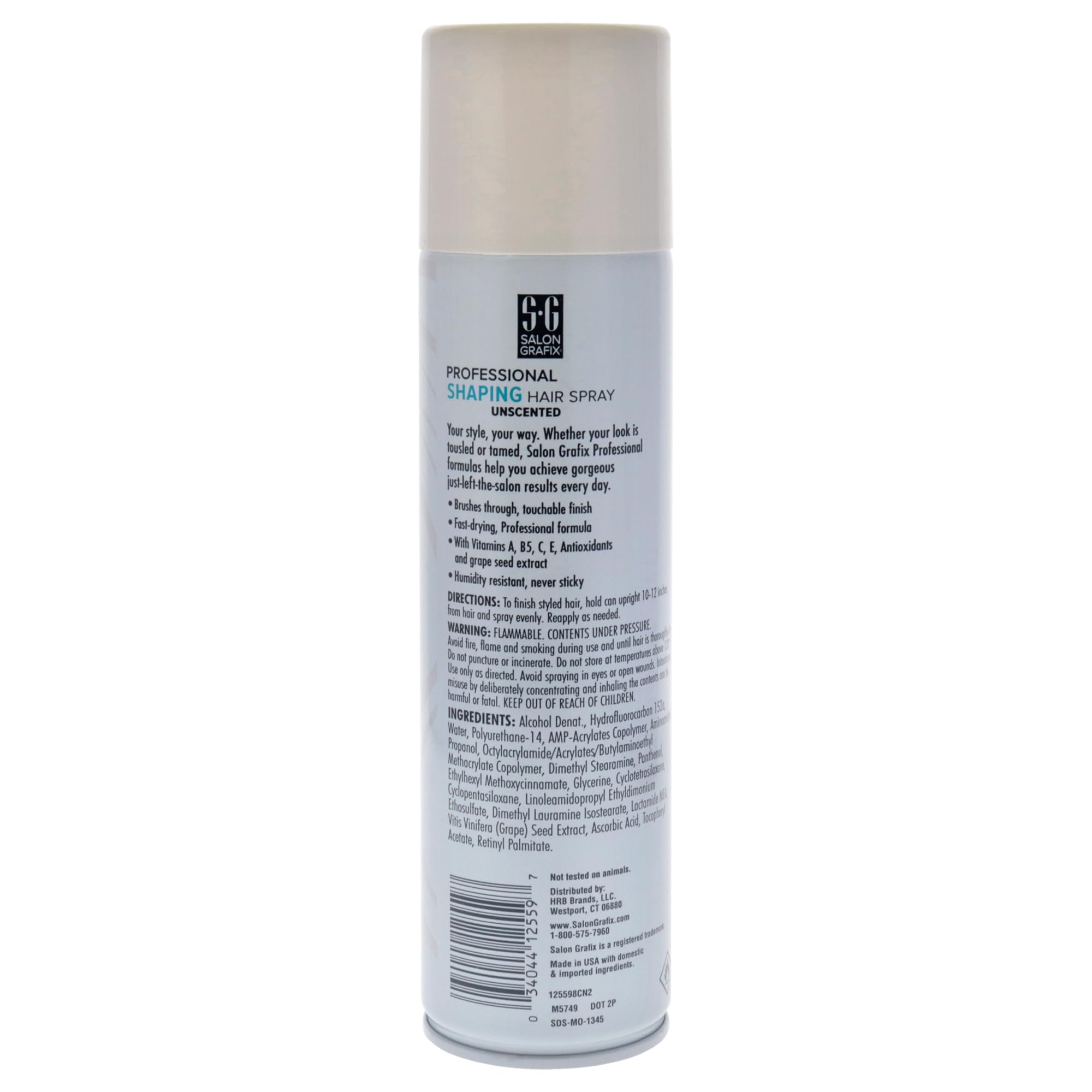 Salon Grafix Shaping Hair Spray Super Hold application demonstrates flexible hold for versatile, brushable styling.