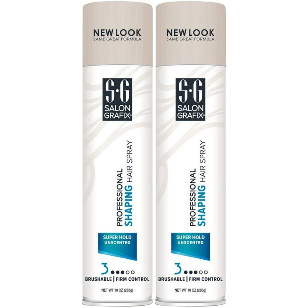 Salon Grafix shaping hair spray value pack 2 box showing unscented formula for versatile styling