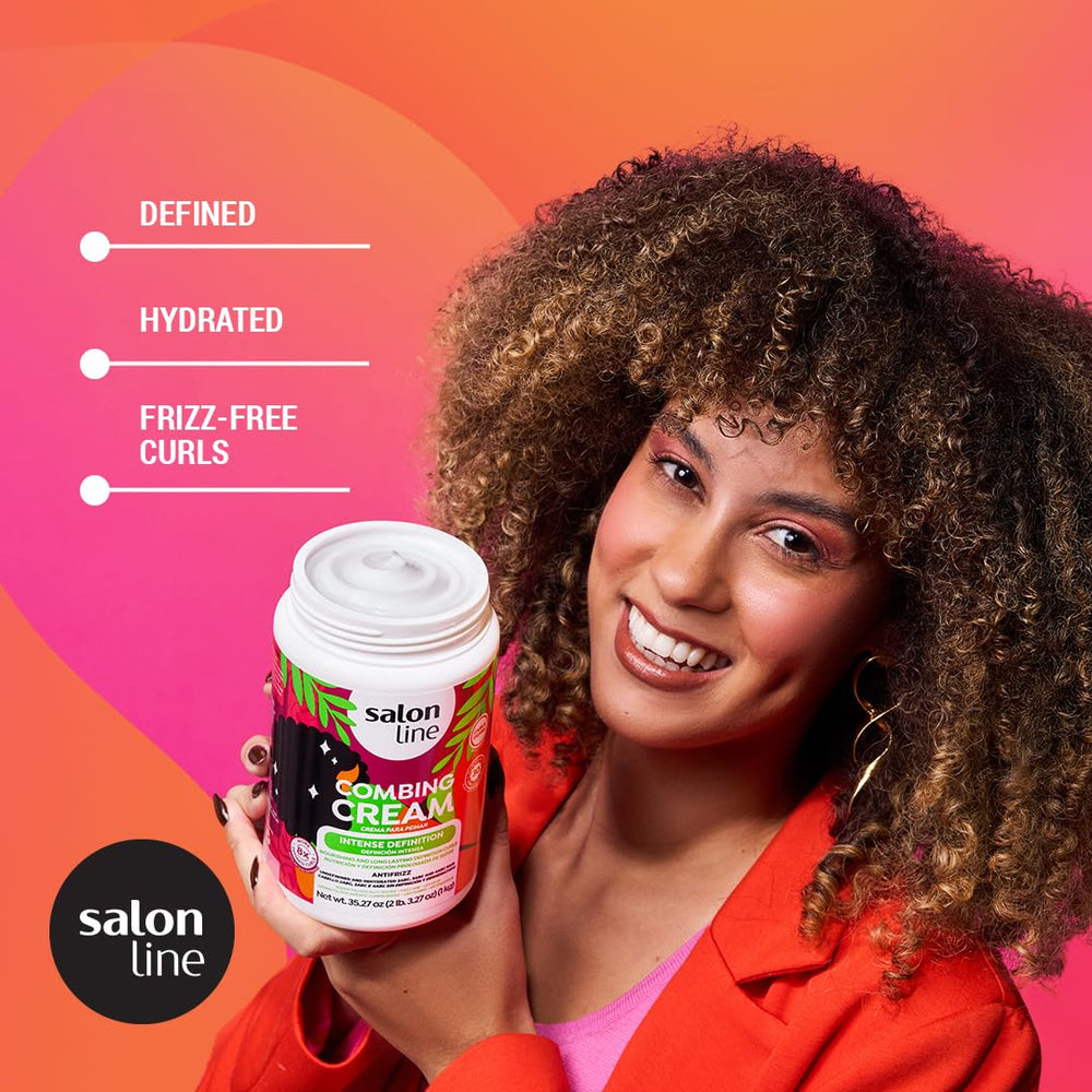 Salon Line leave-in texture on hand demonstrates creamy detangling and manageability.