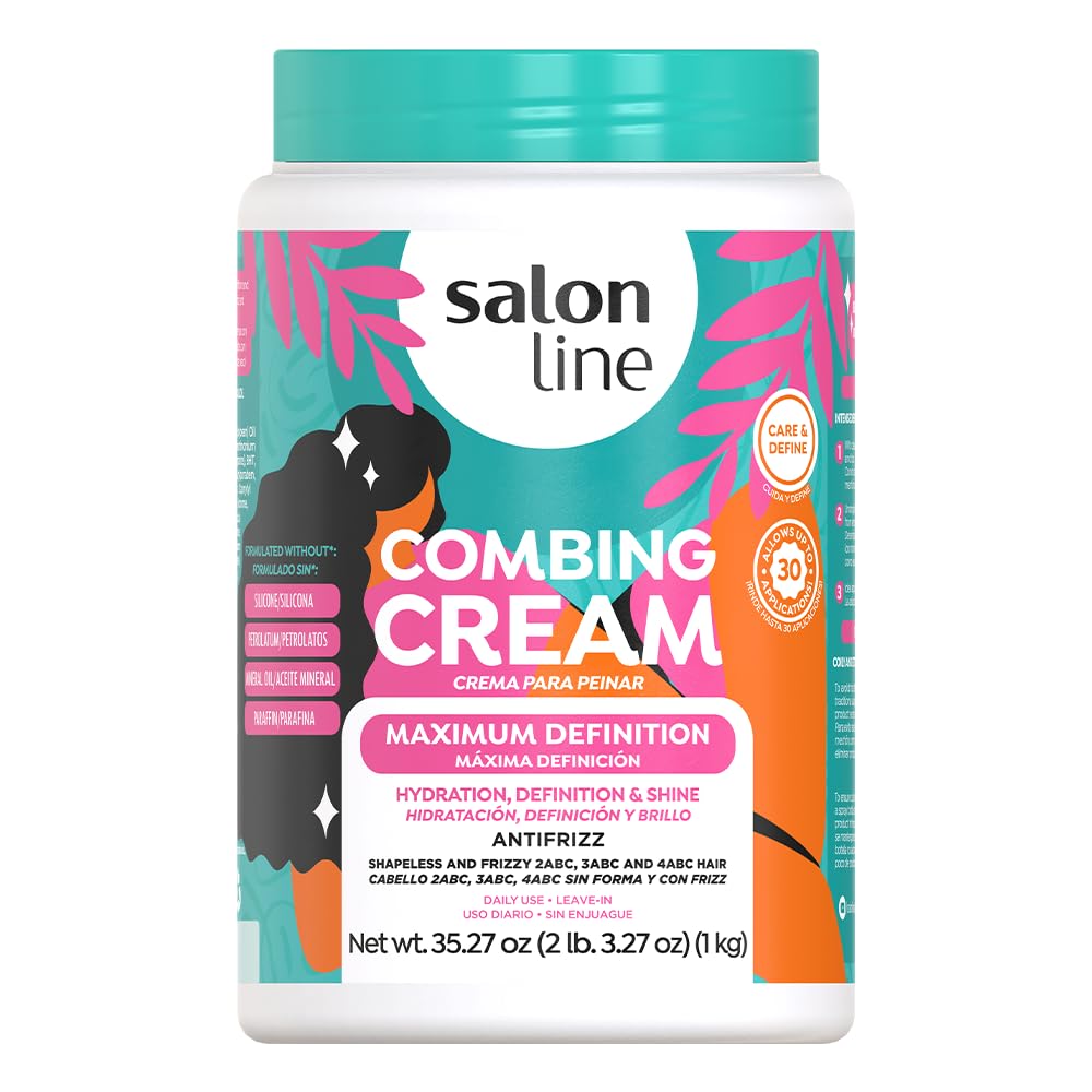 Salon Line Maximum Definition Hair Cream bottle shows curl control and shine