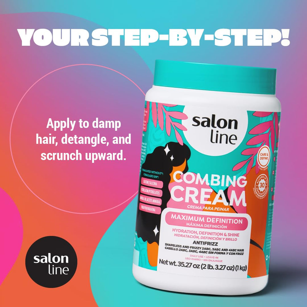 Salon Line Maximum Definition Hair Cream dispense action highlights quick no rinse styling