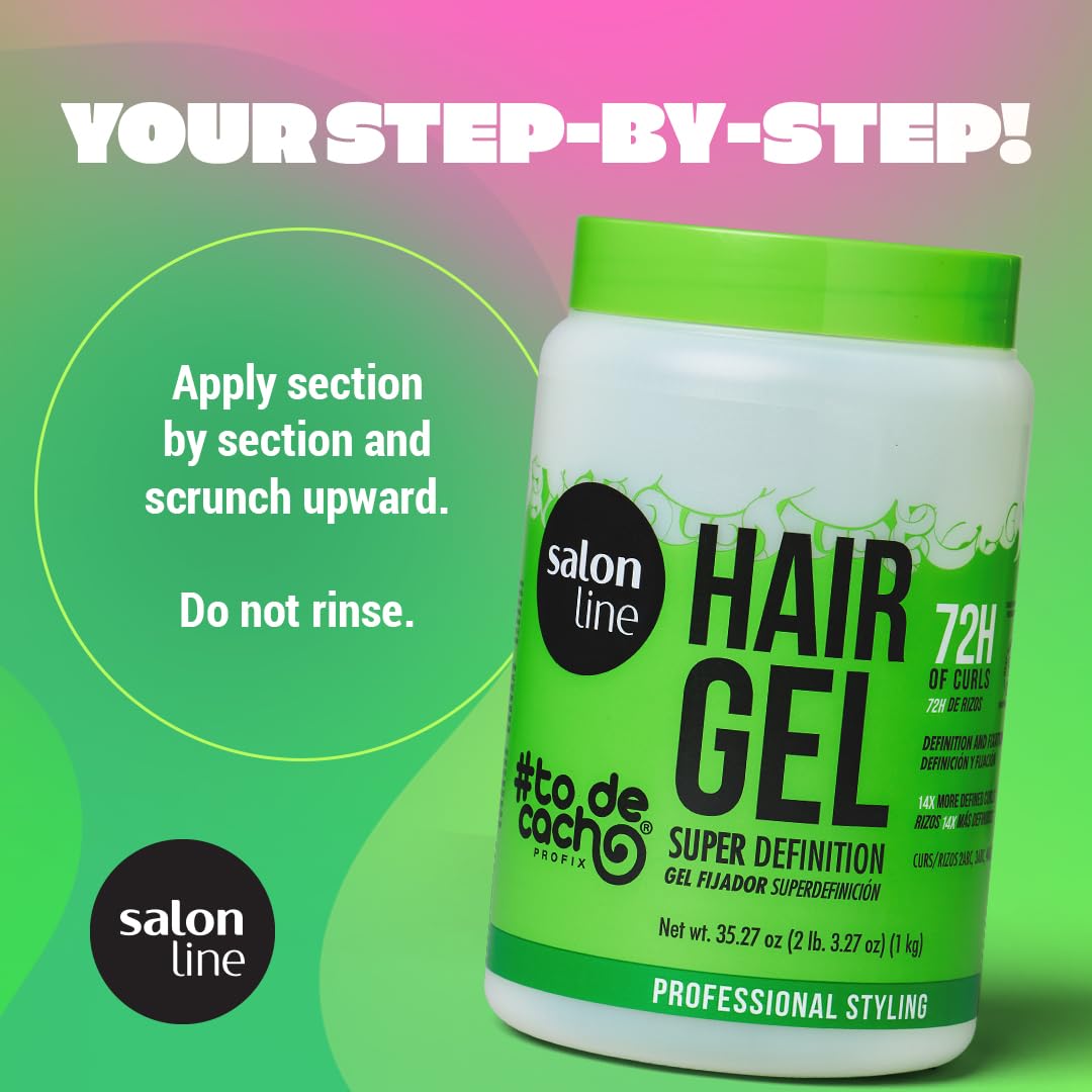 Salon Line Vegan Hair Gelatin with aloe and panthenol hydrates curls.
