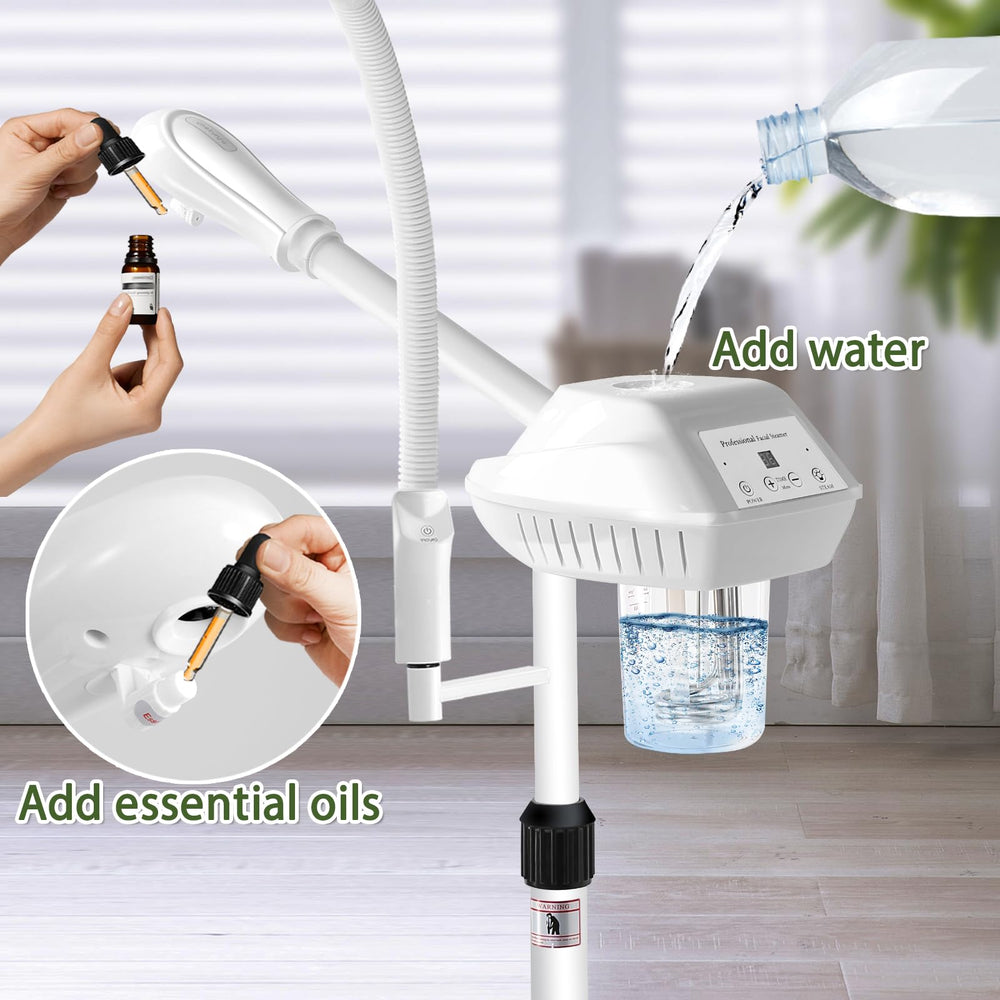 Salon Señor height adjustable steamer suitable for seated or lying spa sessions.