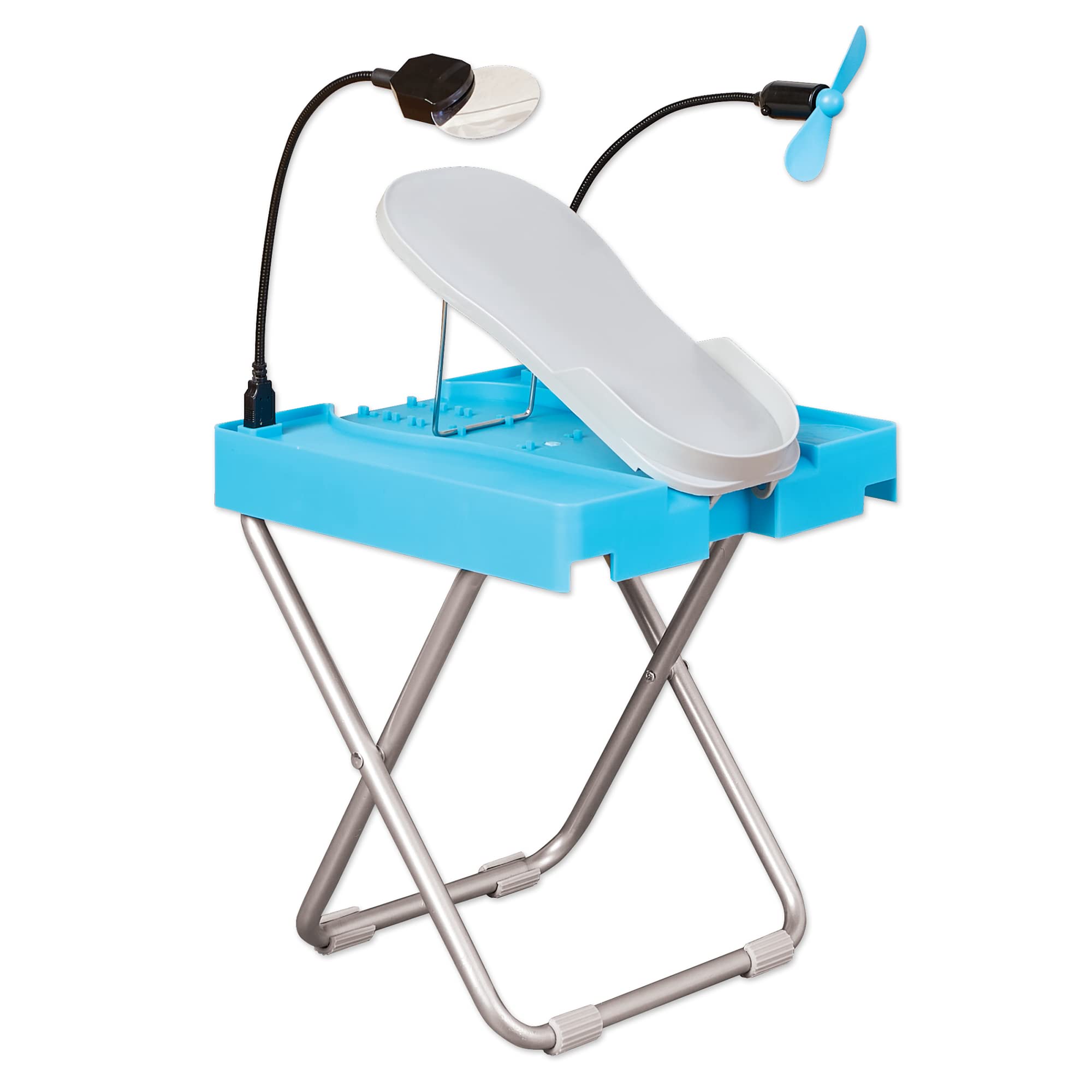 Salon Step LED magnifier in use highlights nails for precise polish