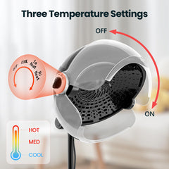 SalonDepot professional ionic hooded dryer control dial demonstrates adjustable heat choices