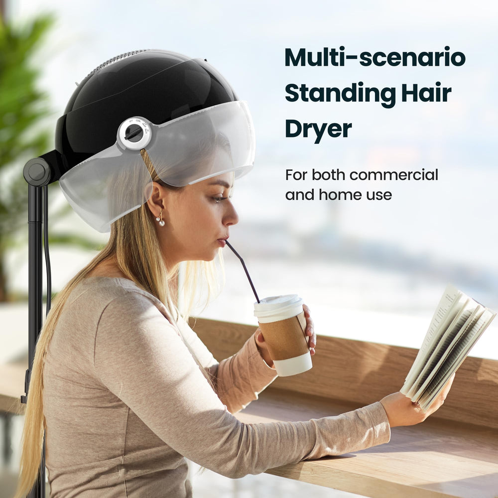 SalonDepot in-use shot shows hands-free drying for comfort and efficiency