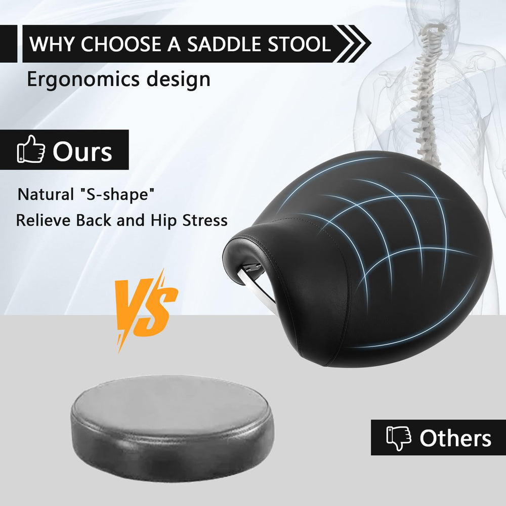SALONFACTORY saddle stool height adjustment range fits various tasks and users