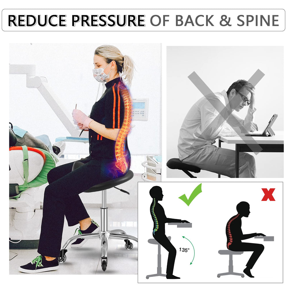SALONFACTORY saddle stool hydraulic lift adjusts height for ergonomic seating