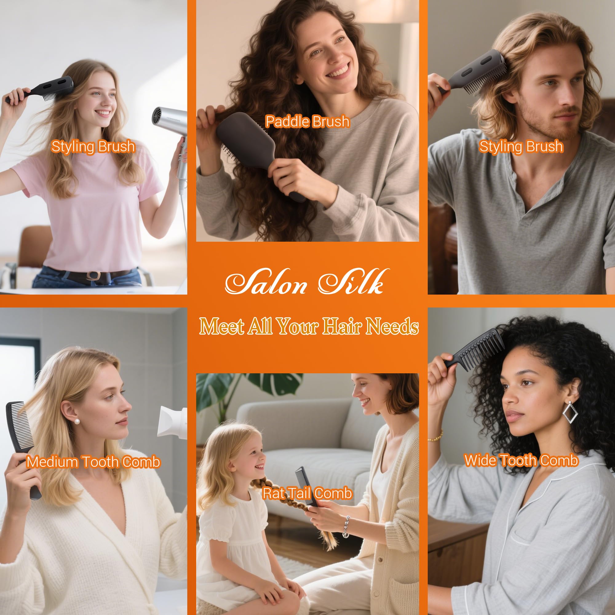 SALON SILK ergonomic brush handle for comfortable detangling