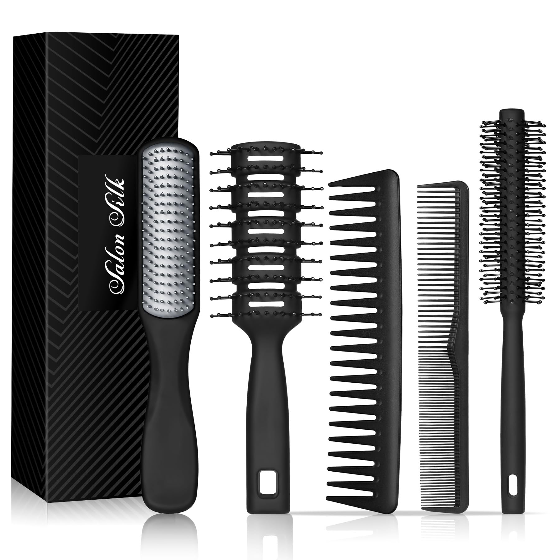 SalonSilk hairbrush vented-back speeds airflow for faster drying and smoother styling.