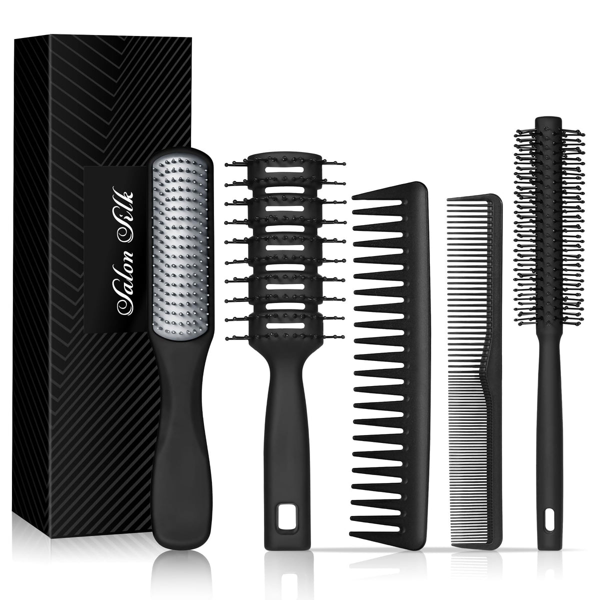 SalonSilk hairbrush vented-back speeds airflow for faster drying and smoother styling.