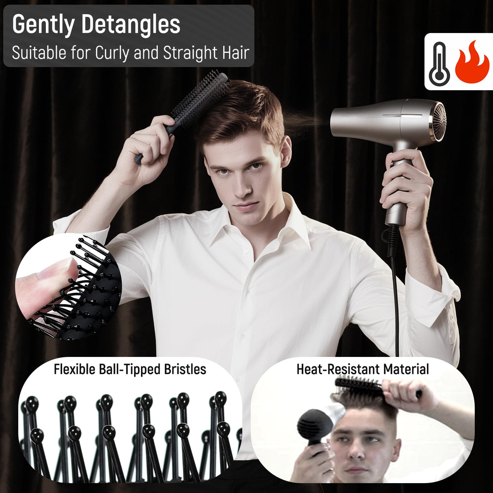 SalonSilk quiff roller brush adds volume with rounded tips to protect the scalp.