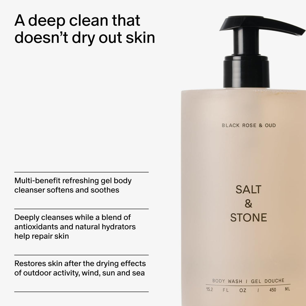 Salt & Stone 32oz bottle packaging signals value and long-lasting routine