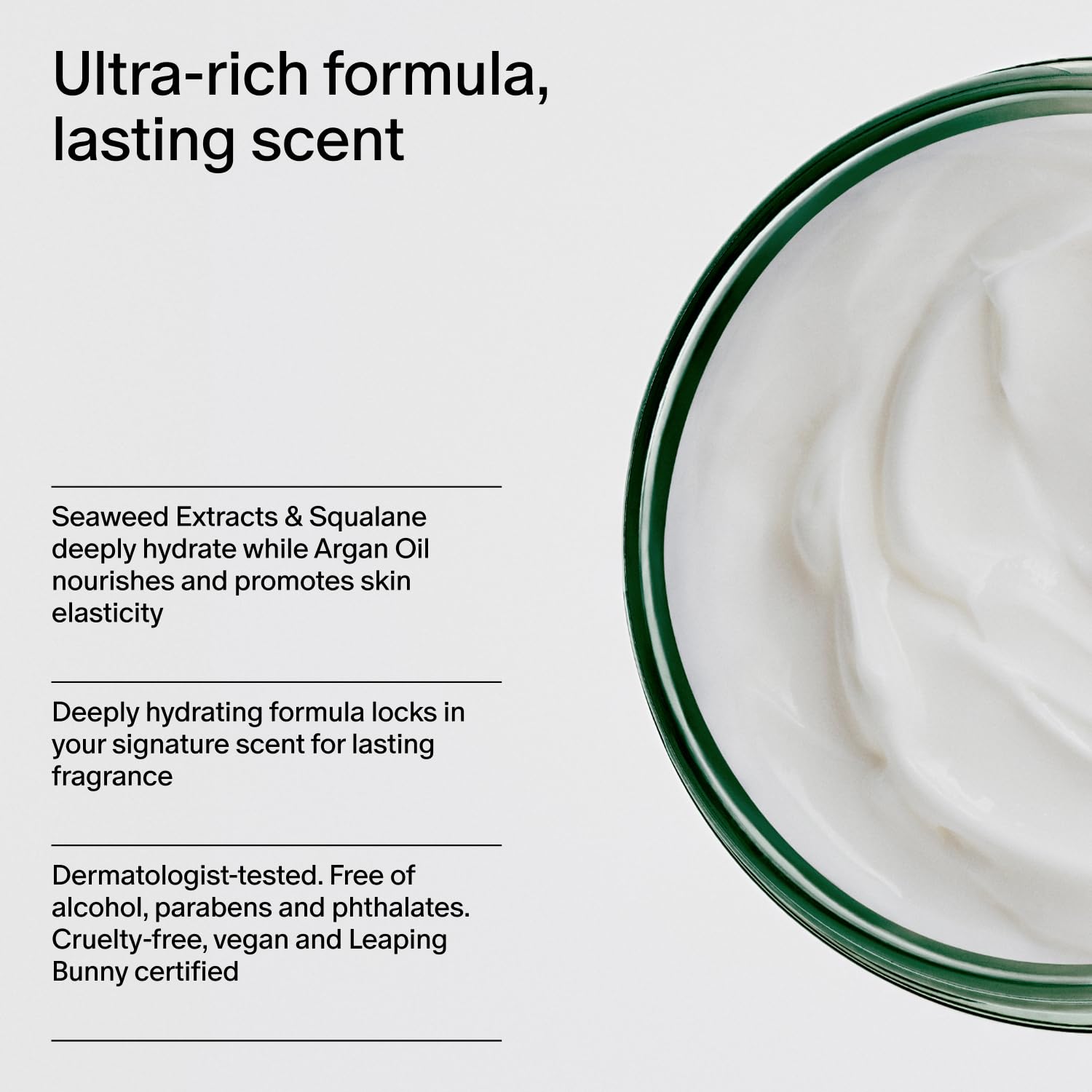 Salt & Stone Body Cream Application routine demonstrates easy, mess-free rub-in on skin.