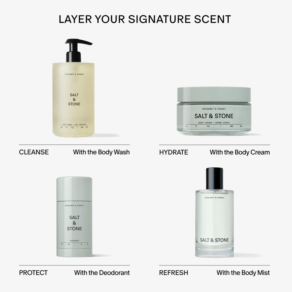 Salt & Stone Body Cream Flatlay bottle suits vanity or bedside display.