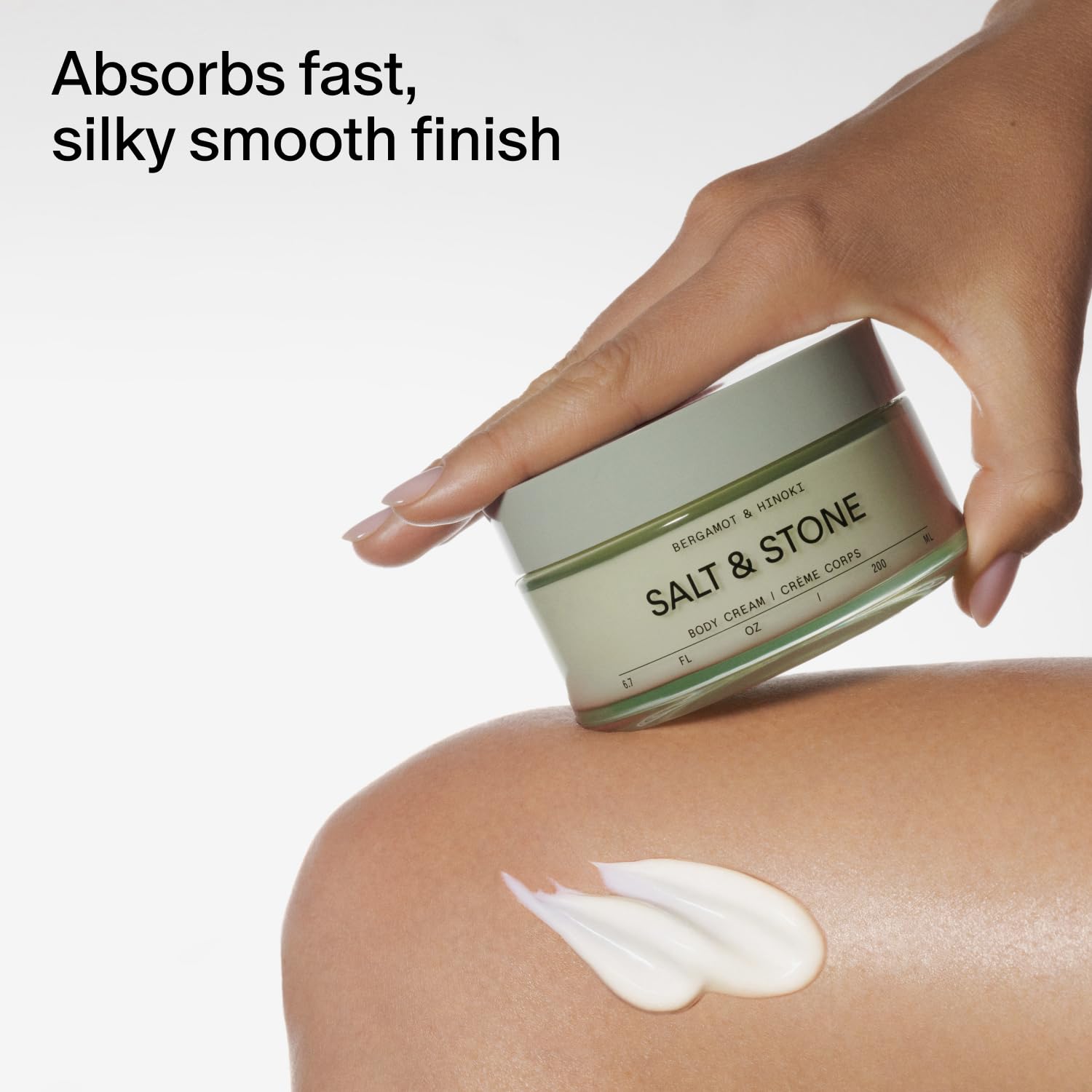 Salt & Stone Body Cream Pump close-up highlights convenient dispensing.