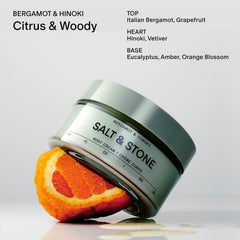 Salt & Stone Body Cream Squalane Argan Oil shot suggests nourishing elasticity and velvety skin.