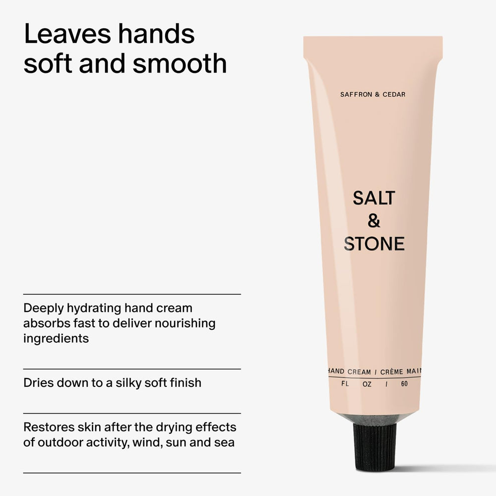 Salt & Stone hand cream seaweed-botanicals texture delivers antioxidant hydration.