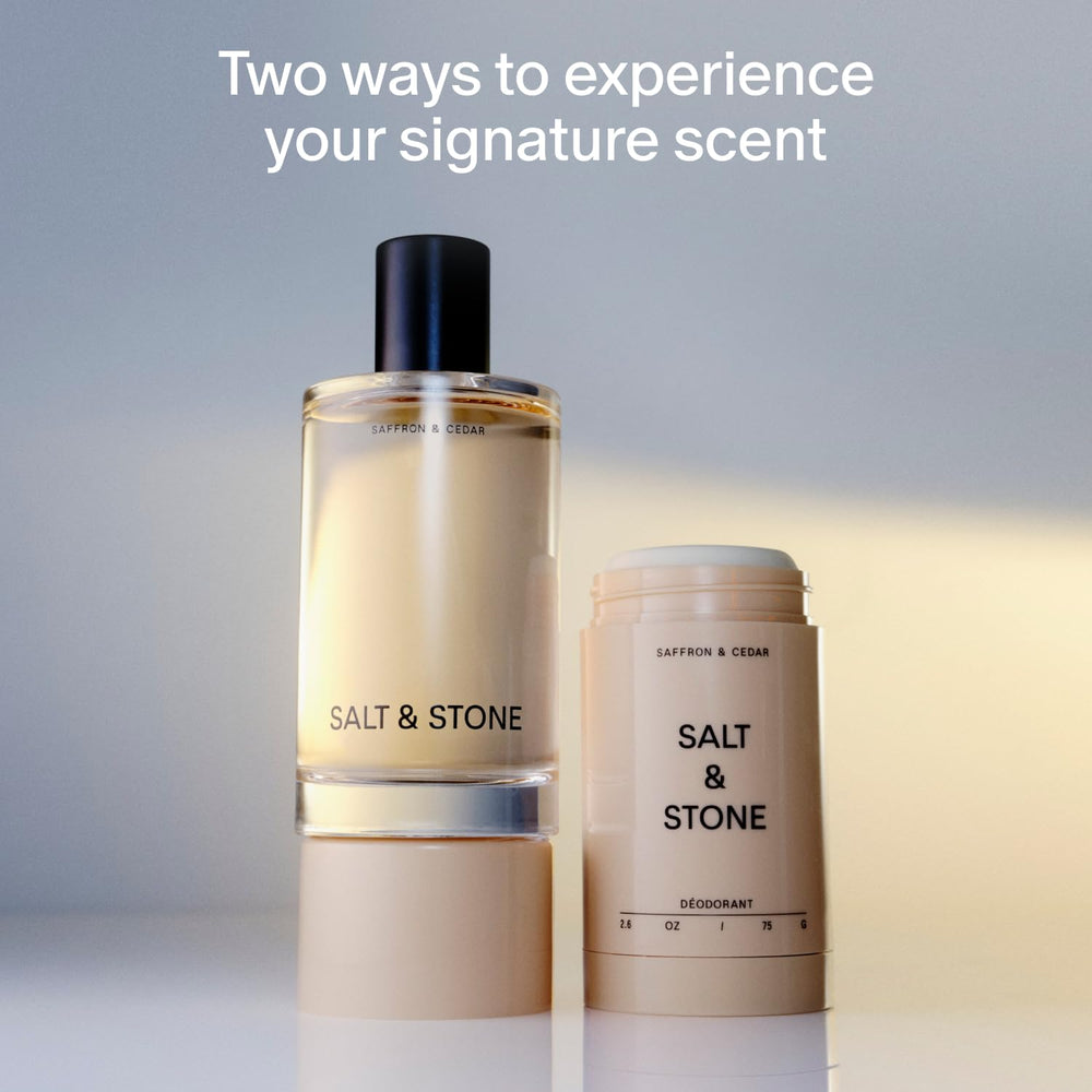 Salt & Stone aluminum-free deodorant bottle designed for long-lasting protection.