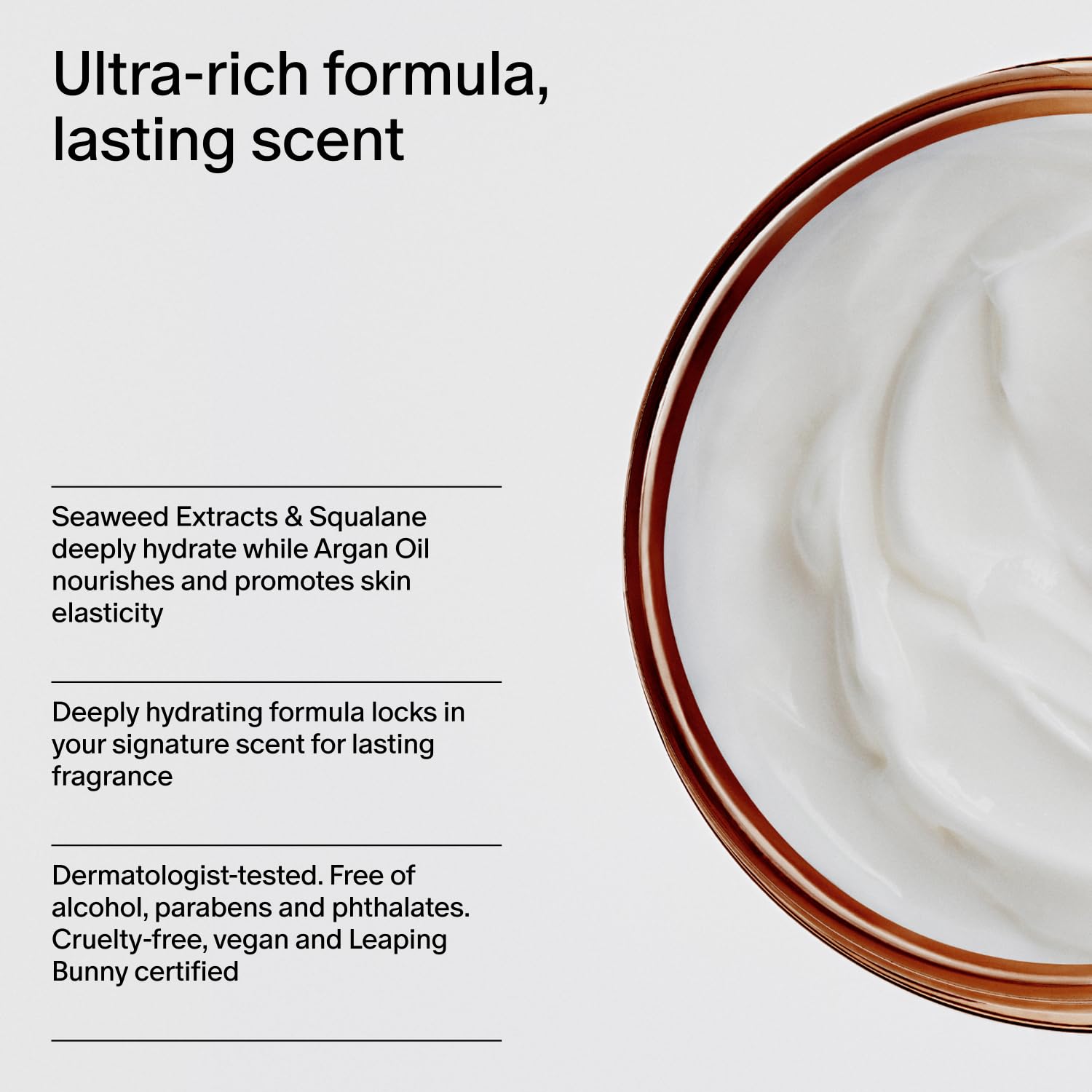 Salt & Stone ingredients squalane and argan oil support elasticity and softness.