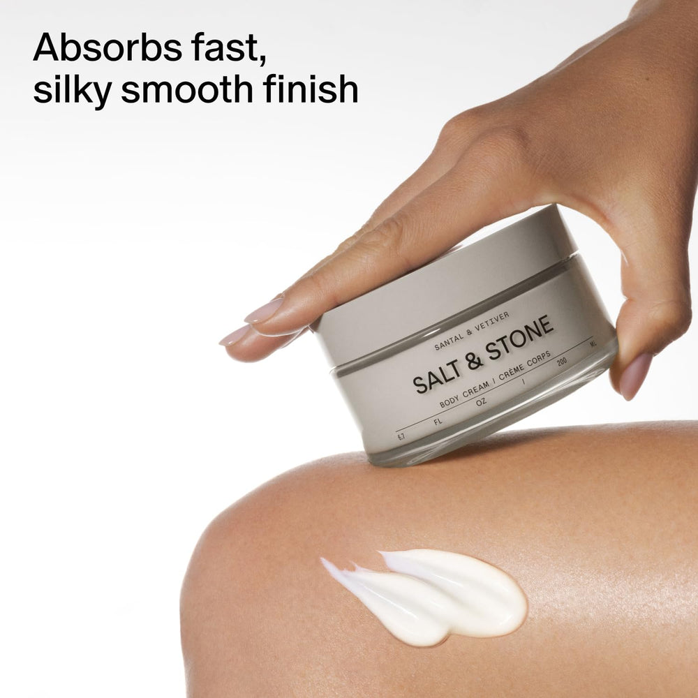 Salt & Stone Body Cream Santal & Vetiver unisex scent appeals to all.