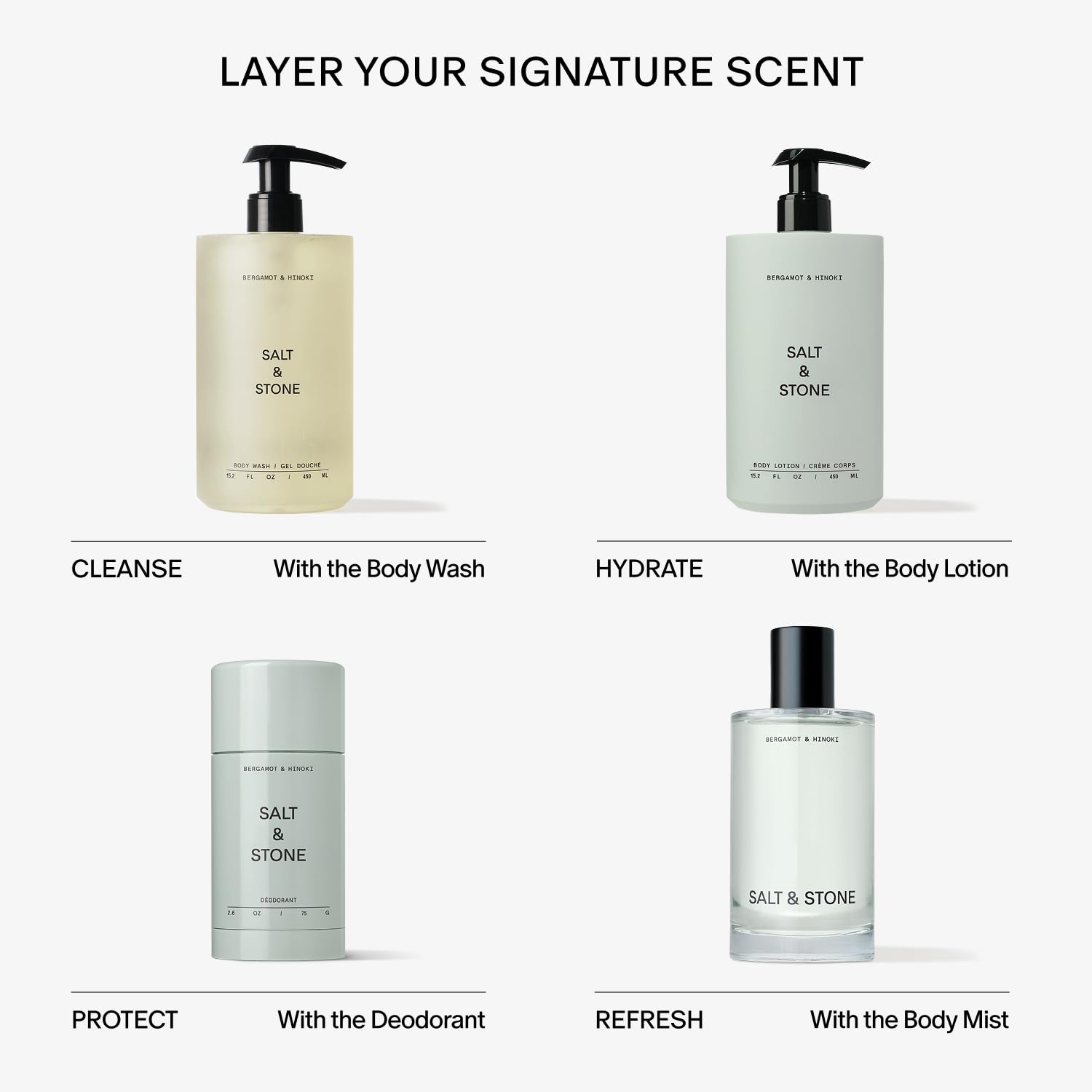 Salt & Stone 450ml packaging highlights generous, long-lasting use