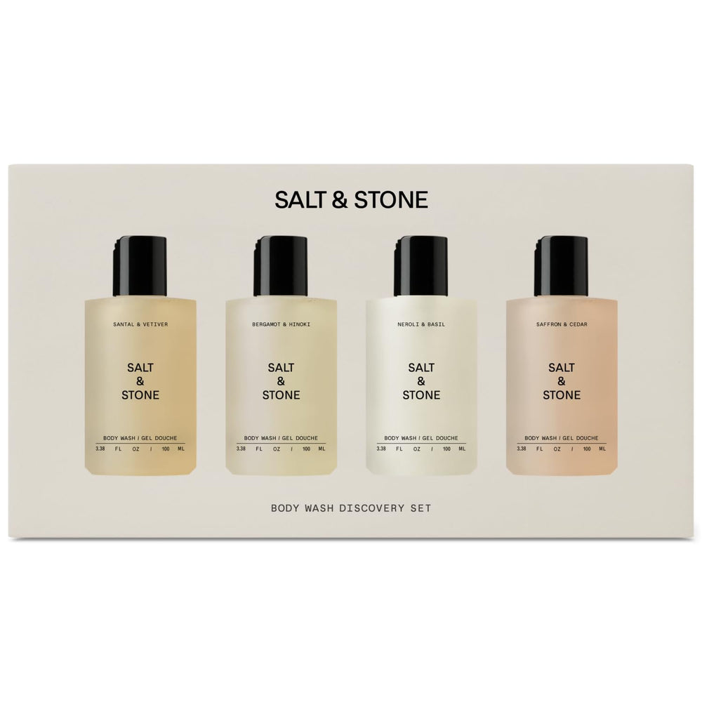 Salt & Stone label closeup emphasizes vegan, clean ingredients and dye-free formula.