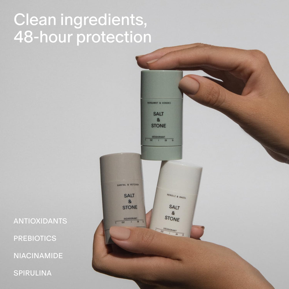 Salt &amp; Stone Bergamot &amp; Hinoki deodorant citrus-woody scent and 48-hour protection