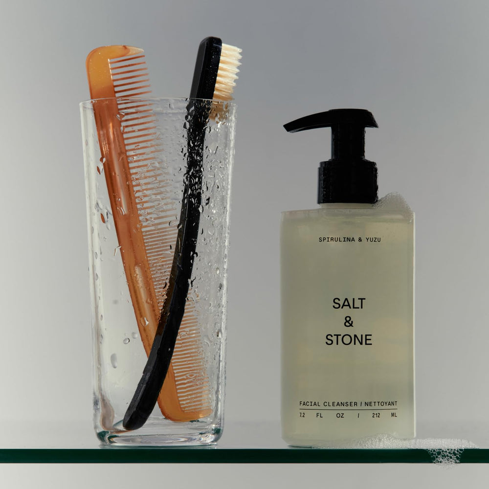 Salt & Stone packaging and branding image highlighting vegan, cruelty-free credentials and eco packaging.