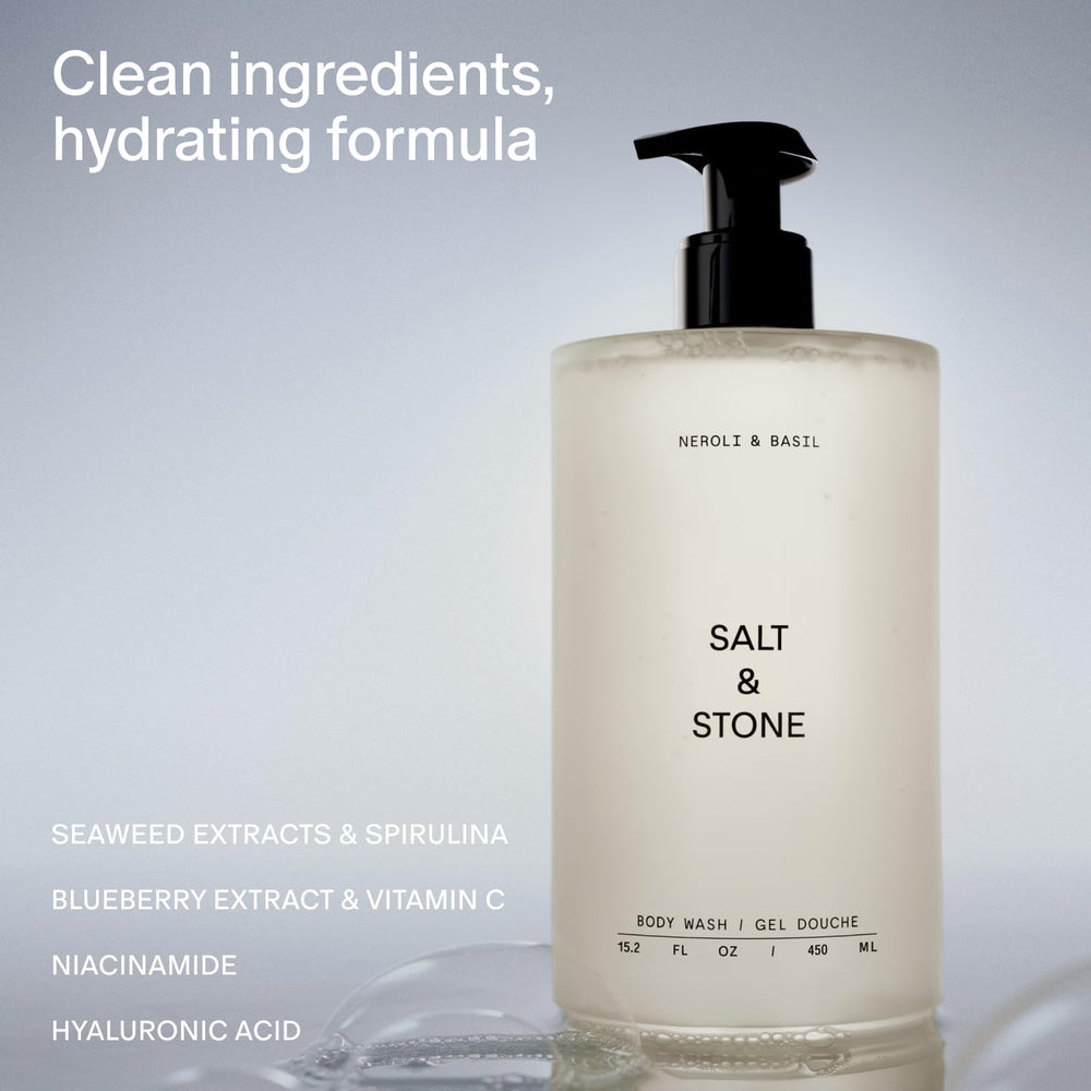 Salt & Stone Neroli Basil rich lather closeup showcases moisture and scent.