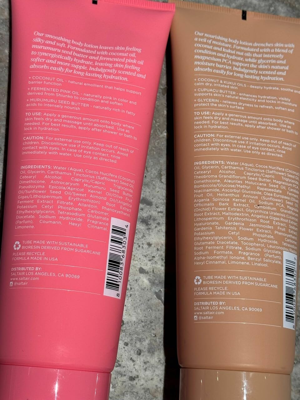 Saltair 10oz tubes packaging display for two scents.