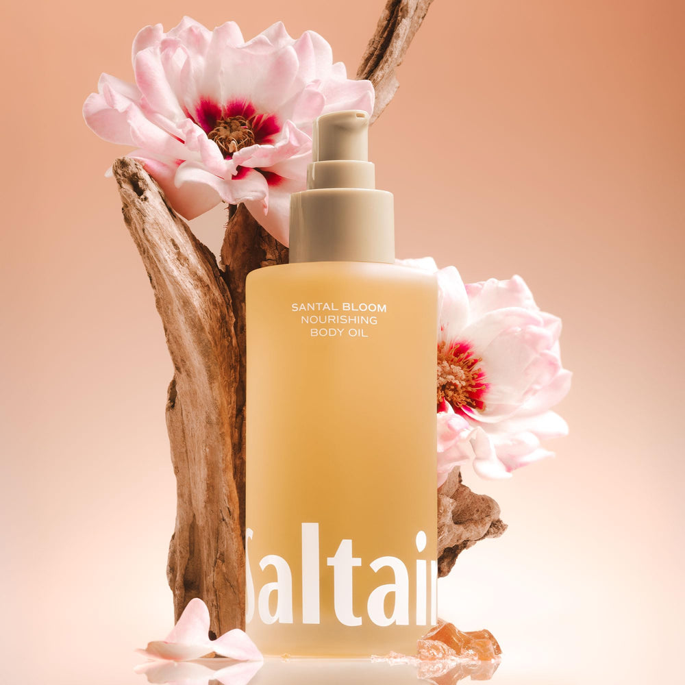 Saltair Body Oil texture close-up shows silky, non-greasy absorption.
