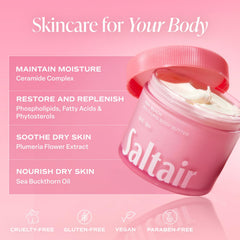 Saltair ceramide complex visuals emphasize deep nourishment and barrier-supporting hydration.