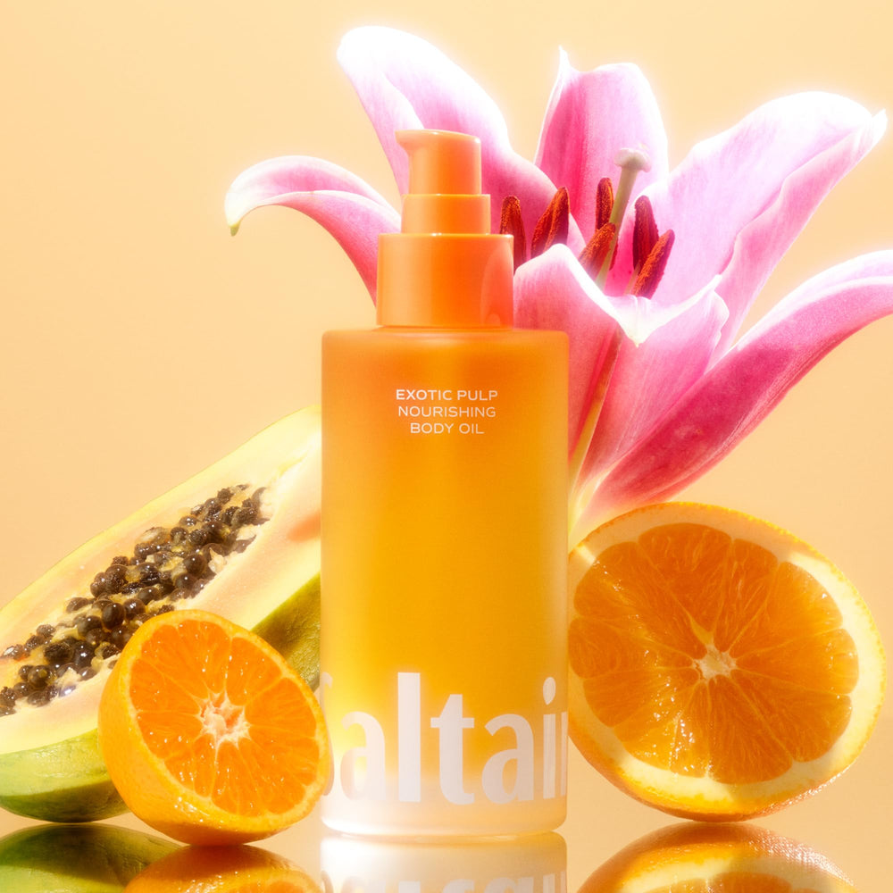 Saltair damp-skin application image depicts quick moisture boost after shower.