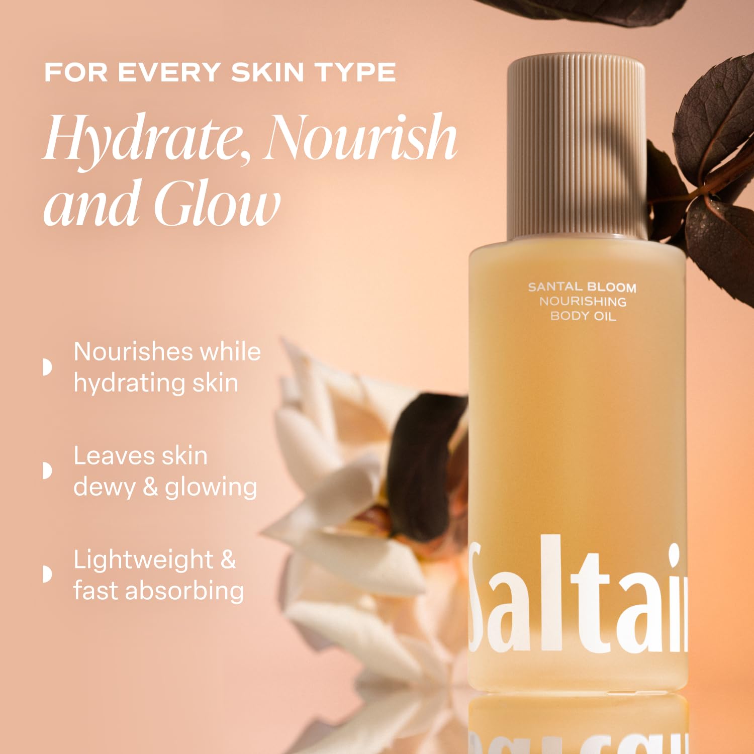 Saltair easy-absorb formula highlights quick, non-greasy hydration.