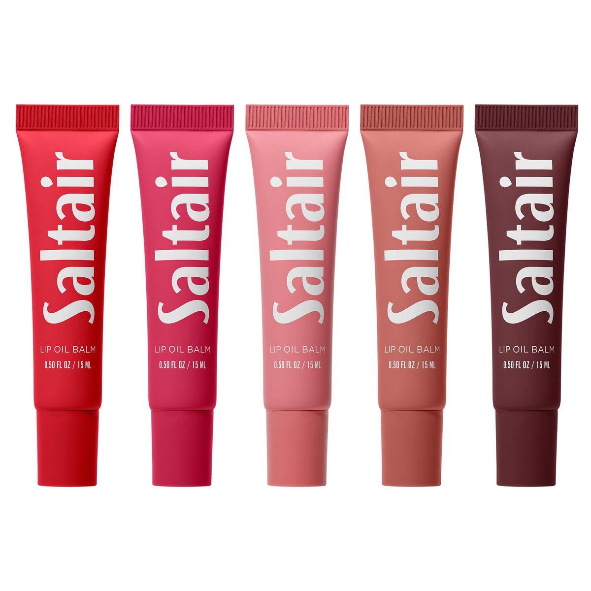 Saltair Lip Oil Balm clear bottle delivers moisture with a high-gloss finish for daily wear.