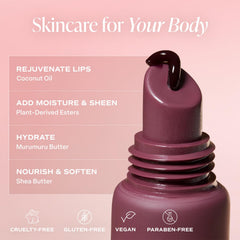 Saltair Lip Oil Balm Pearl-Tinted Gloss nourishes lips with radiant light-reflecting shine.