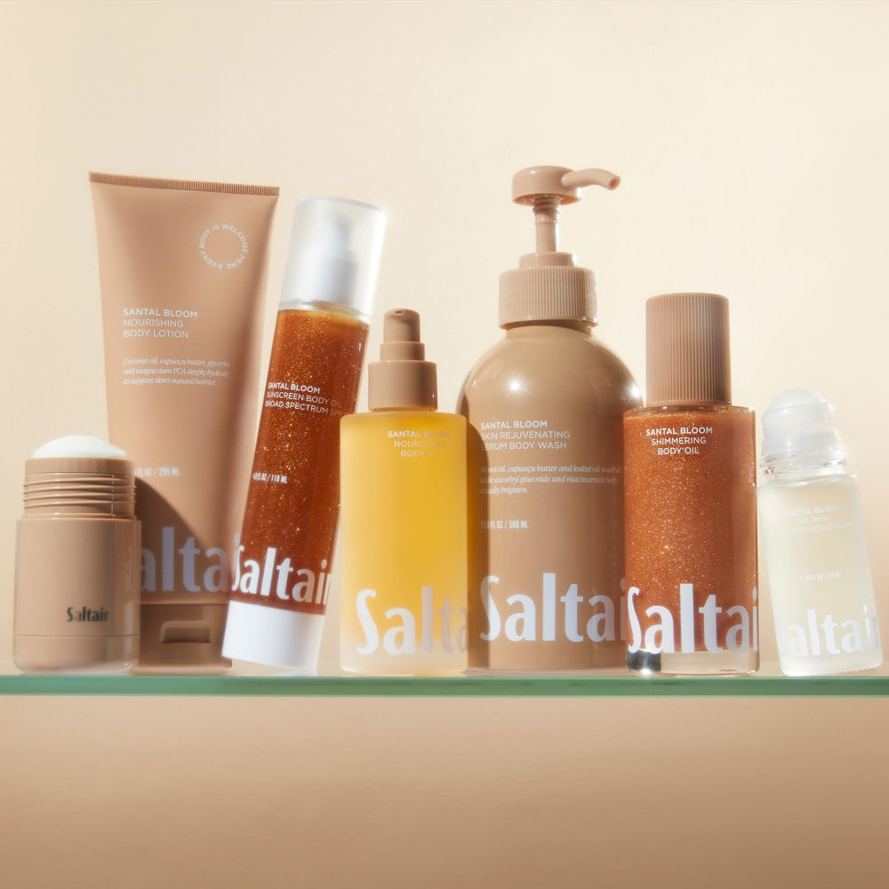 Saltair oil ingredients Kukui, Moringa, Squalane for nourished, youthful-looking skin.