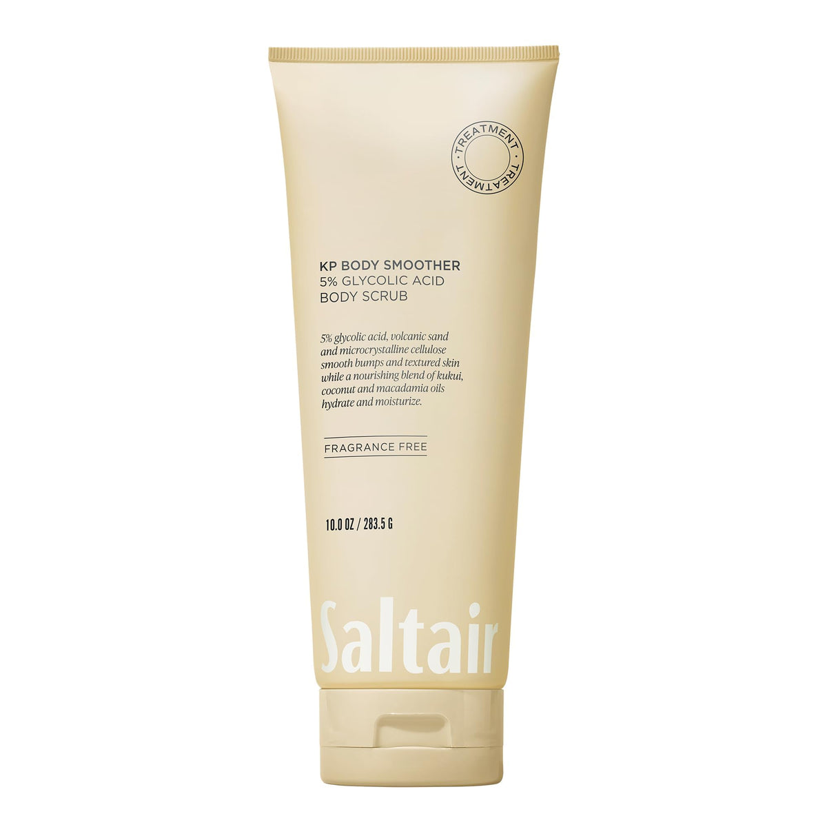 Saltair KP Body Scrub 5% Glycolic application showing gentle exfoliation for smoother skin