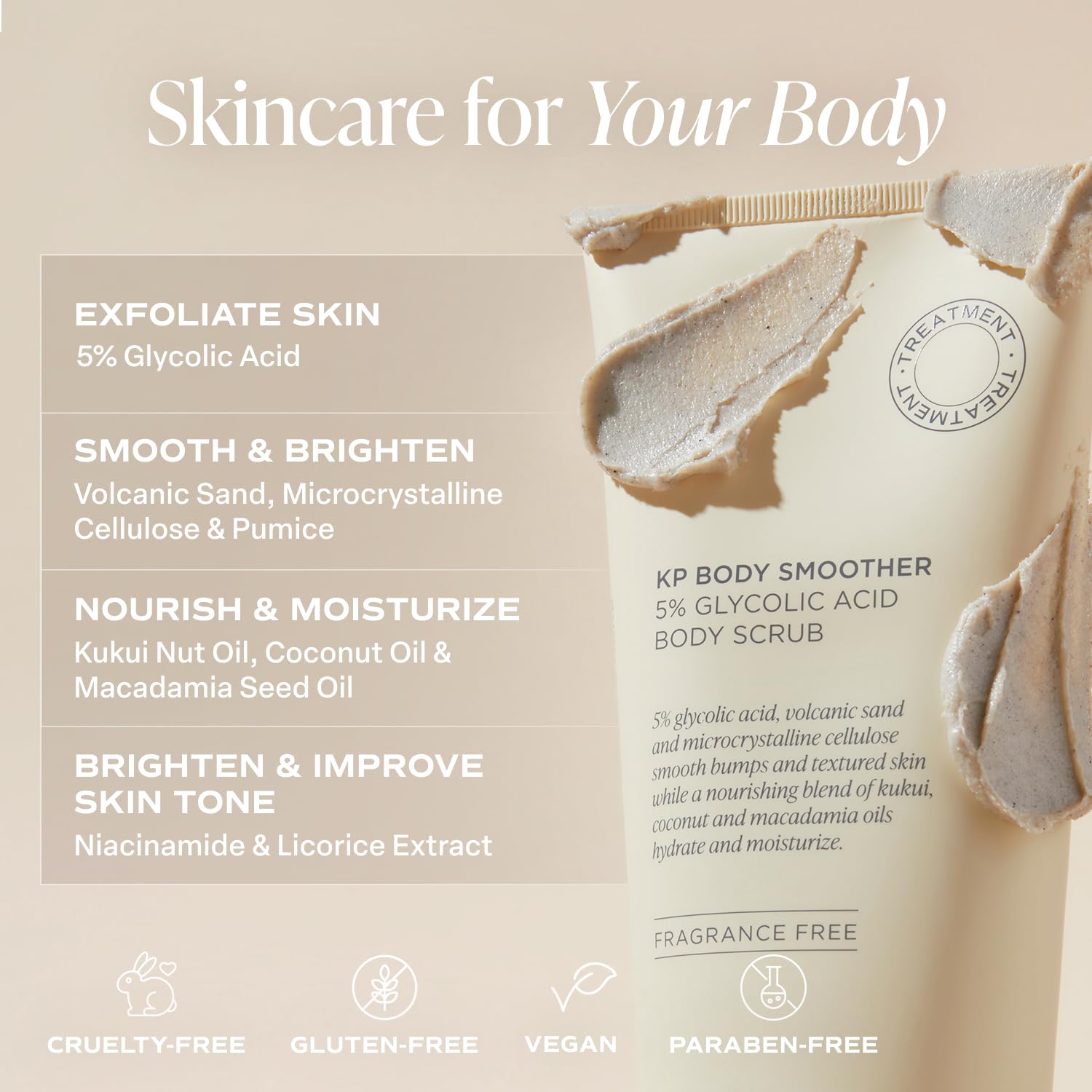 Saltair KP Body Scrub before-after rough skin imagery suggesting visible texture improvement