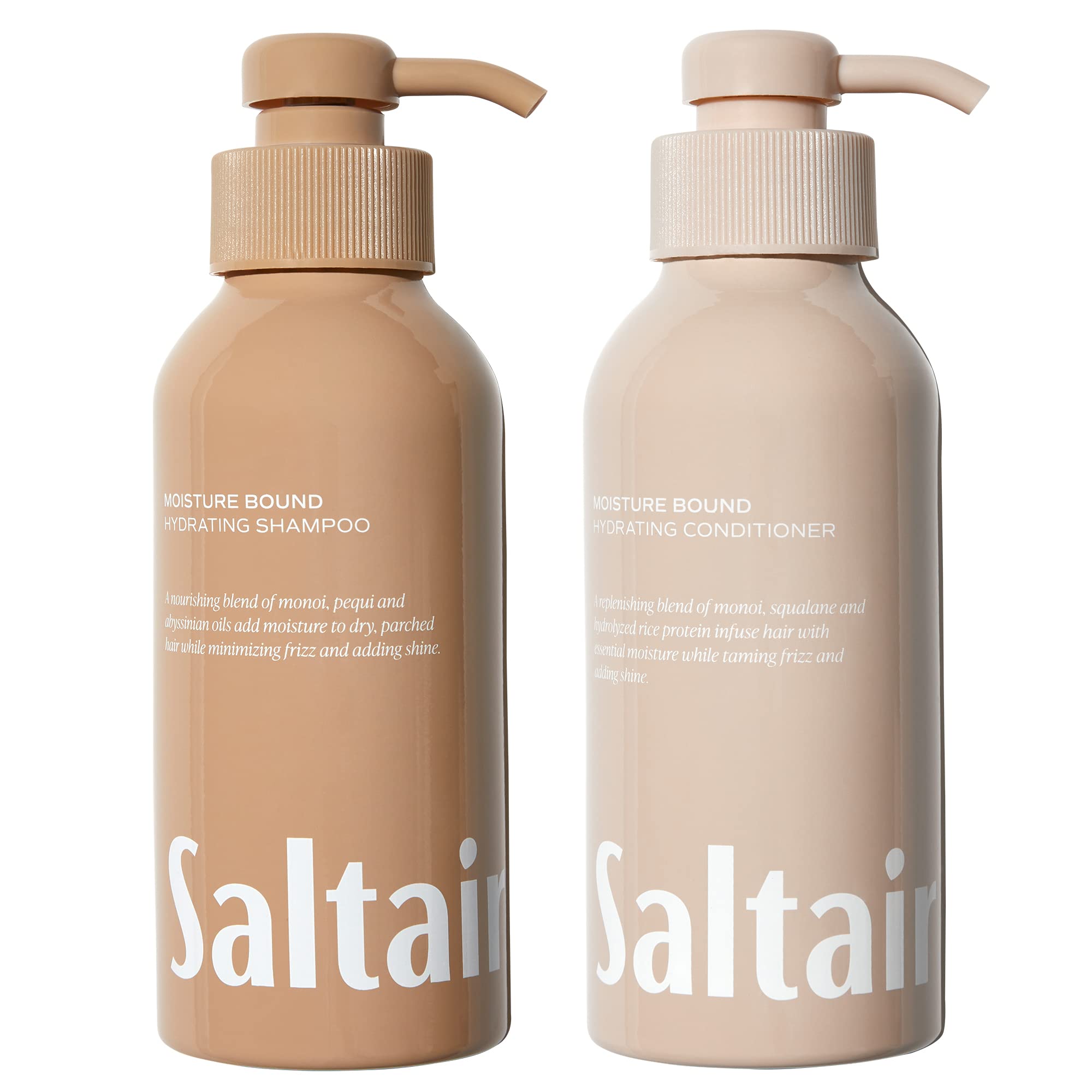 Saltair Moisture Bound shampoo bottle highlighting a hydrating formula for daily hair care